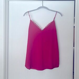Vibrant Pink Cami with Lace Neckline